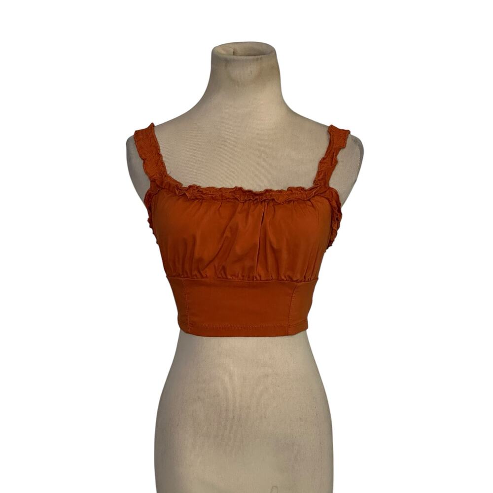 Haute Monde brown cropped tank top blouse size small